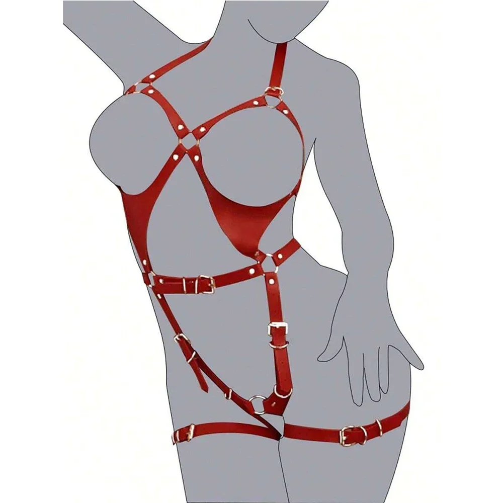 مثير ملابس داخلية نسائية من الجلد النساء Bdsm تسخير مجموعة طوق عبودية الجسم المثيرة الساق الصدرية قفص الحمالة الاباحية 18 ملحق ملابس الكبار