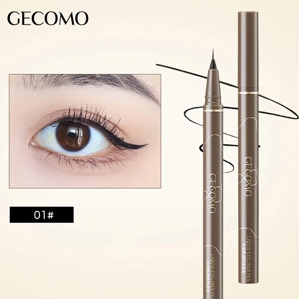 GECOMO Liquid Eyeliner 0.01mm Super Slim Waterproof Quick Dry Long Lasting Color No Smudging Eyeliner Pencil - Eyeliner w płynie GECOMO 0.01mm Super Slim, wodoodporny, szybkoschnący, długotrwały, bez rozmazywania, w pisaku.