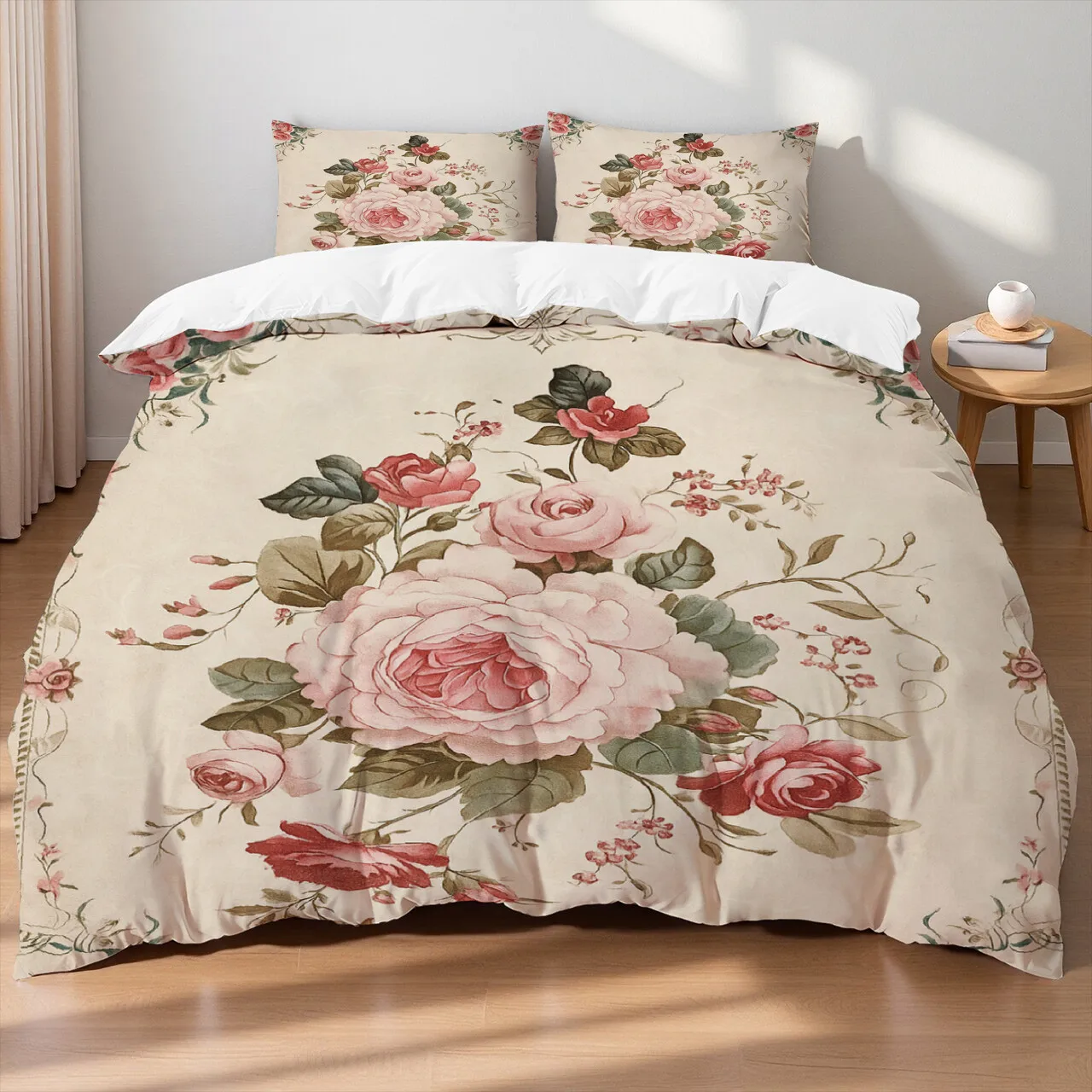 Flowers Mushroom Butterflies Digital Printing Cotton Fabric Bedding Set Duvet Cover Linen Fitted Sheet Pillowcases Home Textile
