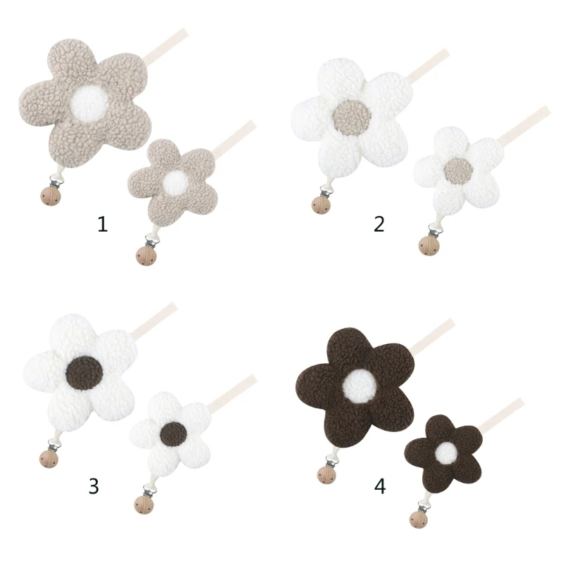 Pacifier Chain Plush Pendant Pacifier Clip Holder Soft Plush Flower Crib Decor
