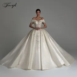 Customized Ball Gown Princess Wedding Dresses Sweetheart Off The Shoulder Robe De Mariee Lace Beaded Shiny Bride Dress