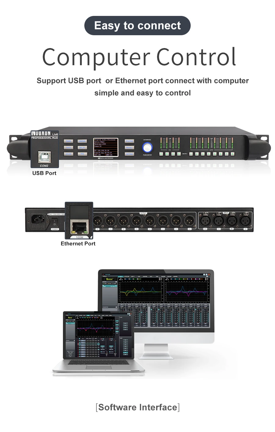 3 In 6 Out DSP Speaker Processor Professional Sound Management Stage Audio Device