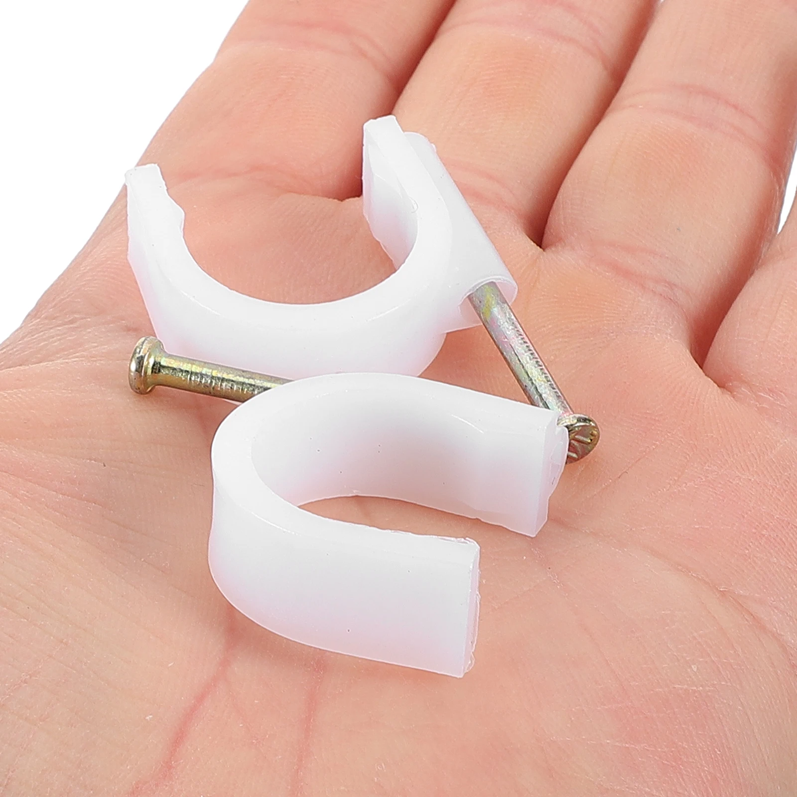 

50 Pcs Pipe Hook Cable Staples with Steel Nail Electrical Clip Coax Clips Conduit Organizer Holder Wire Cord Fastener