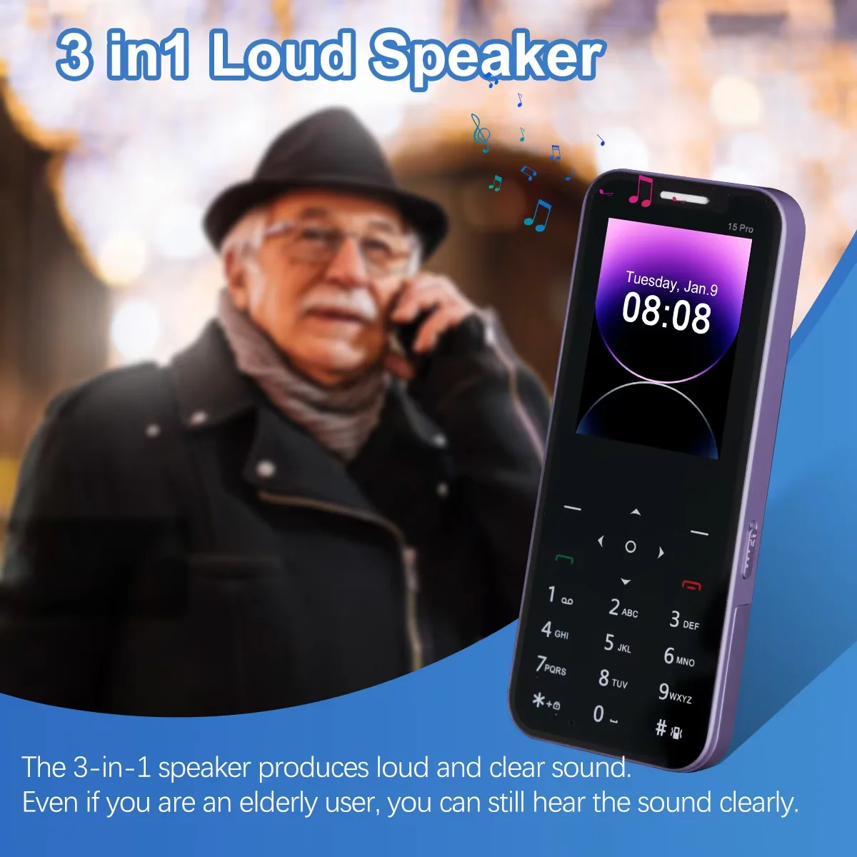 MKTEL A15Pro Feature phone 2.4"LED Screen  Four cards four waiting 1200mAh Battery MP3/MP4/FM Radio/Bluetooth/GPRS Senior Phone image 5