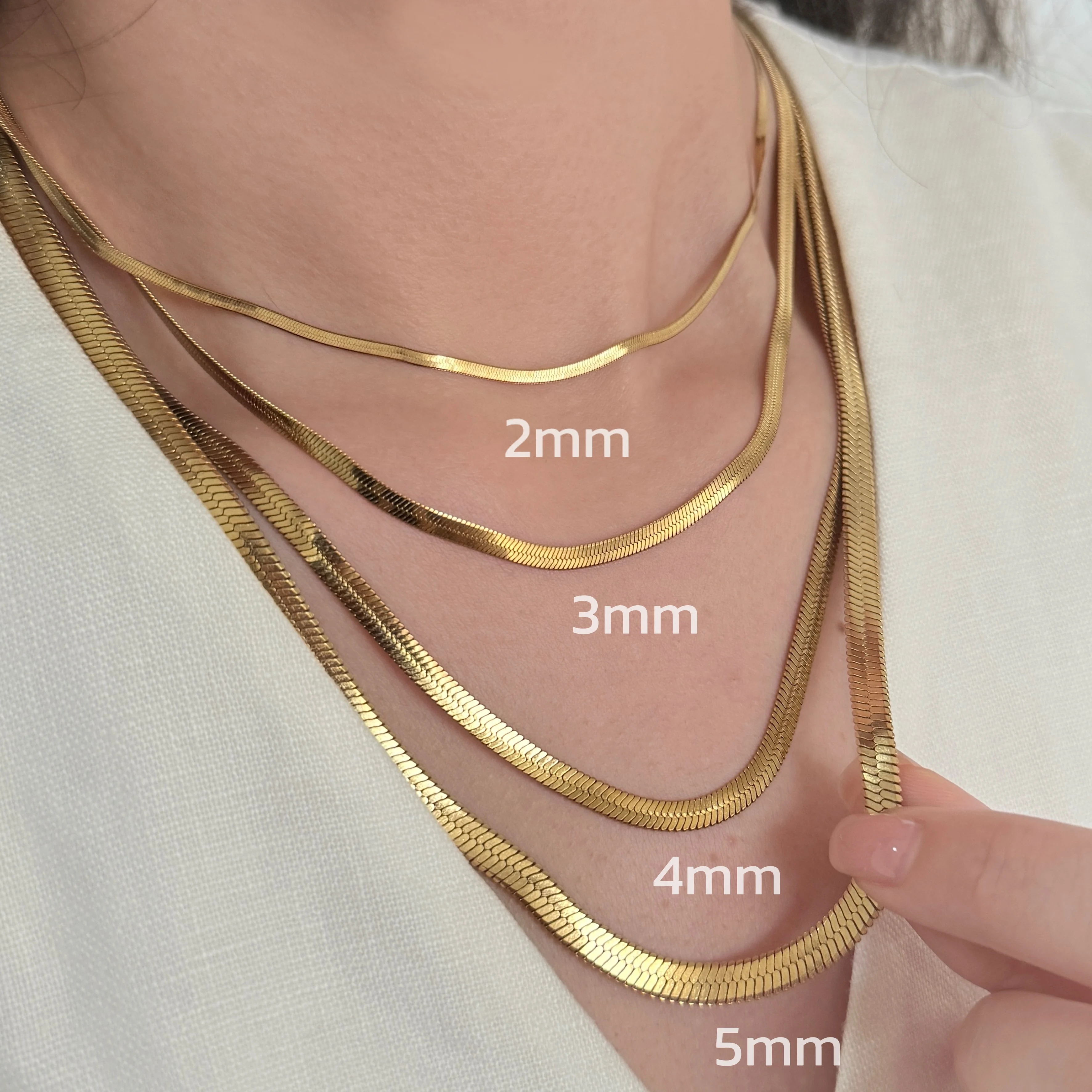 Minimalist Uni Snake Chain Necklace Choker Stainless Steel Herringbone Gold Color Fashion Jewelry Gift For Her Women and Men