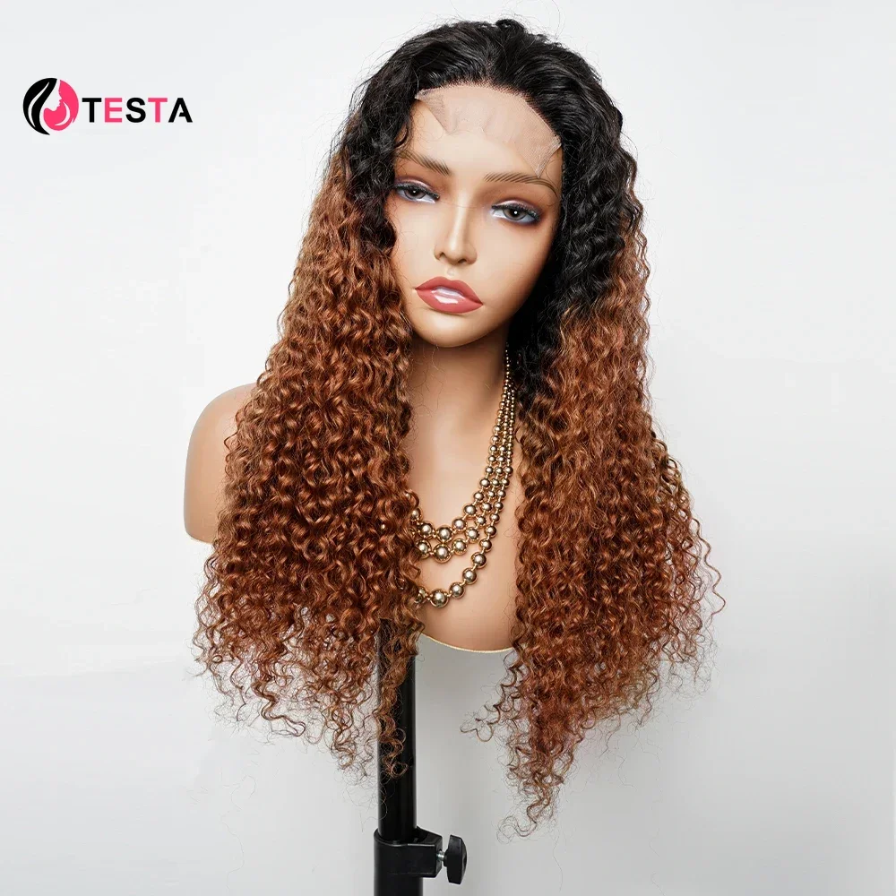 

1B30 Ombre Brown Jerry Curly 2x6 Transparent Lace Frontal Human Hair Wig Colored 4x4 Closure Remy Hair Wigs