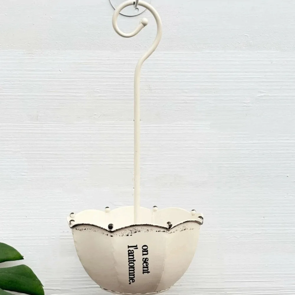 

Plants Vases Vintage Umbrella Planter Farmhouses European Styles Hanging Flower Pot Iron Decorative Flower Basket Patio