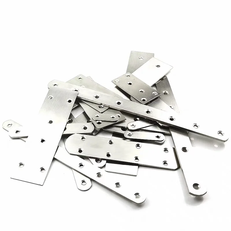 2‑10Pcs 36‑165mm Thickened Stainless Steel Mending Joining Plate Flat Straight Brace Bracket Wooden Board Furniture Hardware