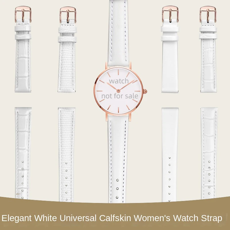 حزام ساعة أبيض للرجال والنساء ، حزام لكاسيو ، سواروفسكي ، تيسو ، روسيني ، سوار ساعة ذكية ، ، تحرير سريع ، سوار 14 ، 16 ، 18 ، 20