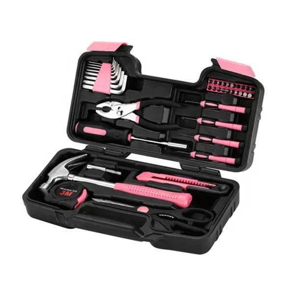 Hot Selling Carbon Steel Heated 39Pcs Tool Set Basic Hand Tools Kit Carry Blow Case Box