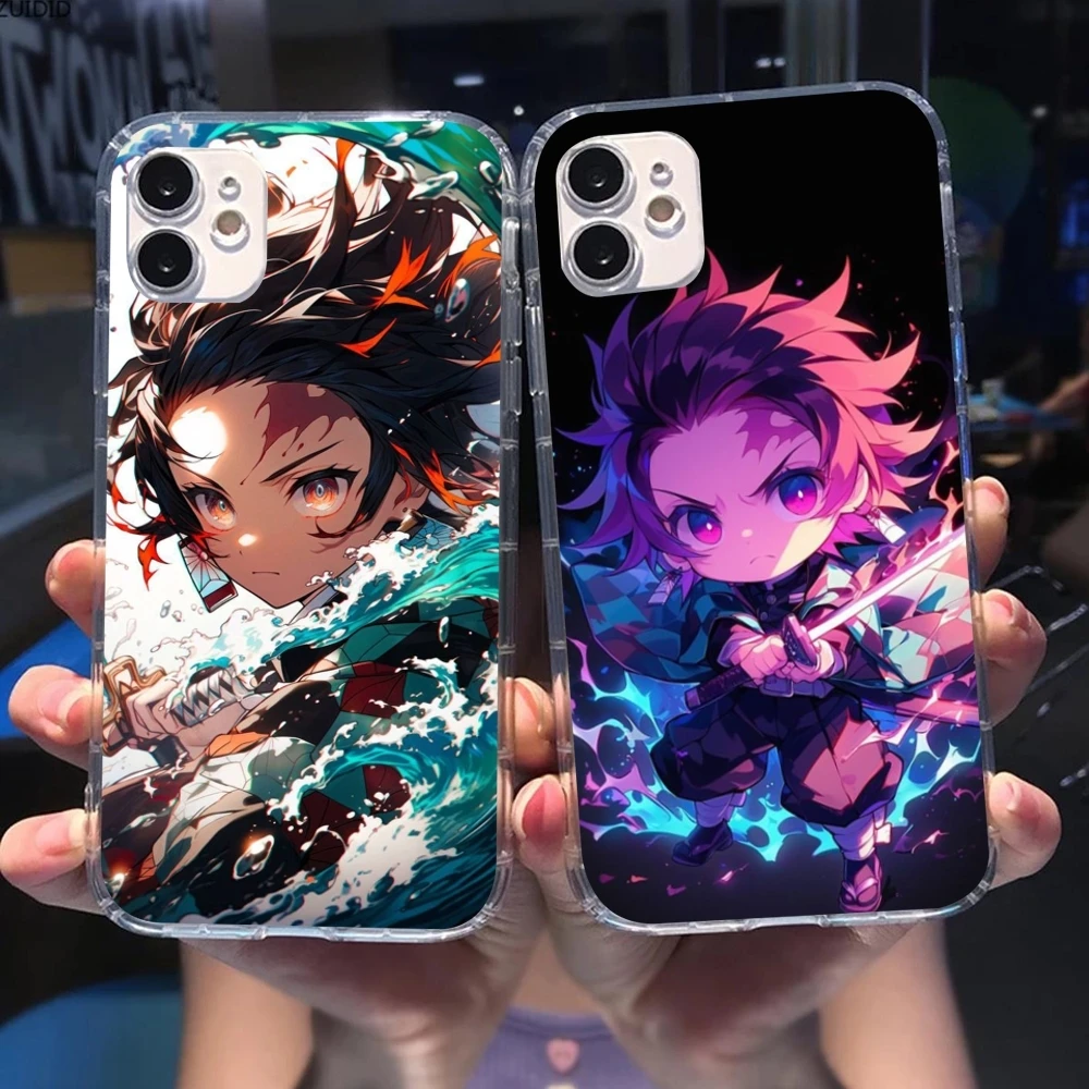 Demon Slayer Tanjiro Mobile Phone Case for iPhone 15 14 13 12 11 X XR XS 8 Pro Max Plus Mini Clear Transparent Phone Cover Shell