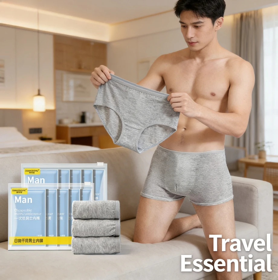 2026 Disposable Underwear For Men Large Size Travel Use Portable Breathable Daily Wear For Hotel Trip