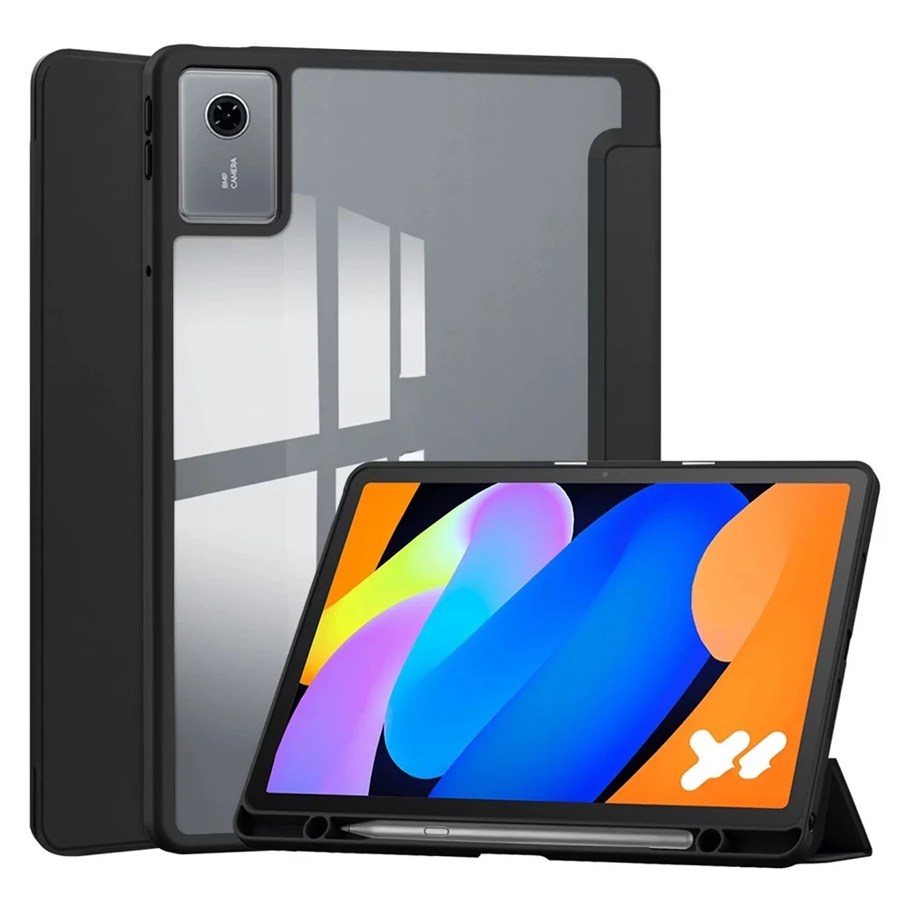 Solid Color  Acrylic Tablet Case for Redmi Pad SE 11 inch, Full Edge Protection Protective Case, With Pen Slot, Auto Sleep Wake