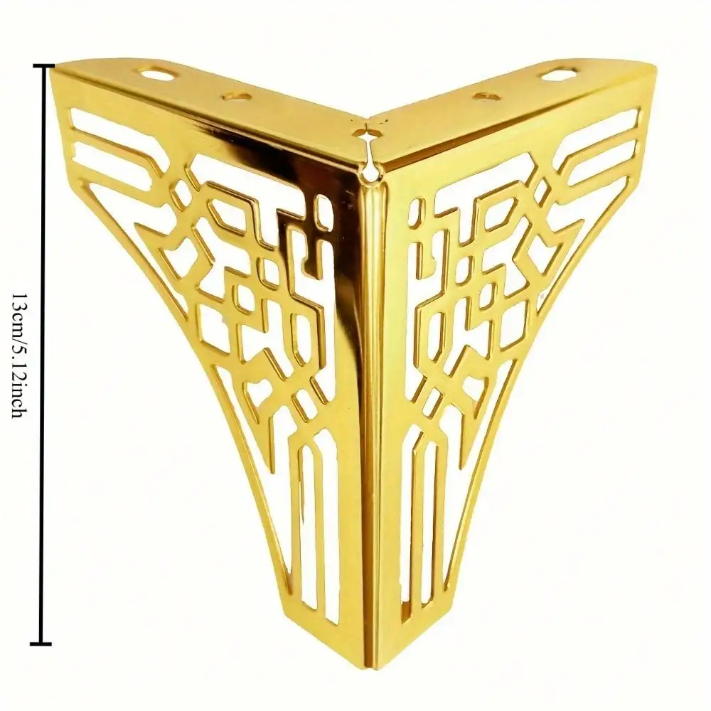 4pcs Golden Geometric Metal Furniture Legs - Elegant Hollowed-Out Design With Polished Finish, Modern Home Decor Accessories For Sofas, Chairs, Coffee Tables, TV Cabinets, Sofa Leg Replacement |   Elegant Furniture Legs |   Durable Metal Legs