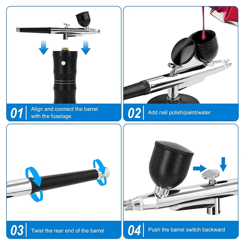 Air Brush Kit With Air Compressor, Upgraded 7.4V 34PSI Air Brush Spayer Rechargeable Portable Cordless Air Brush