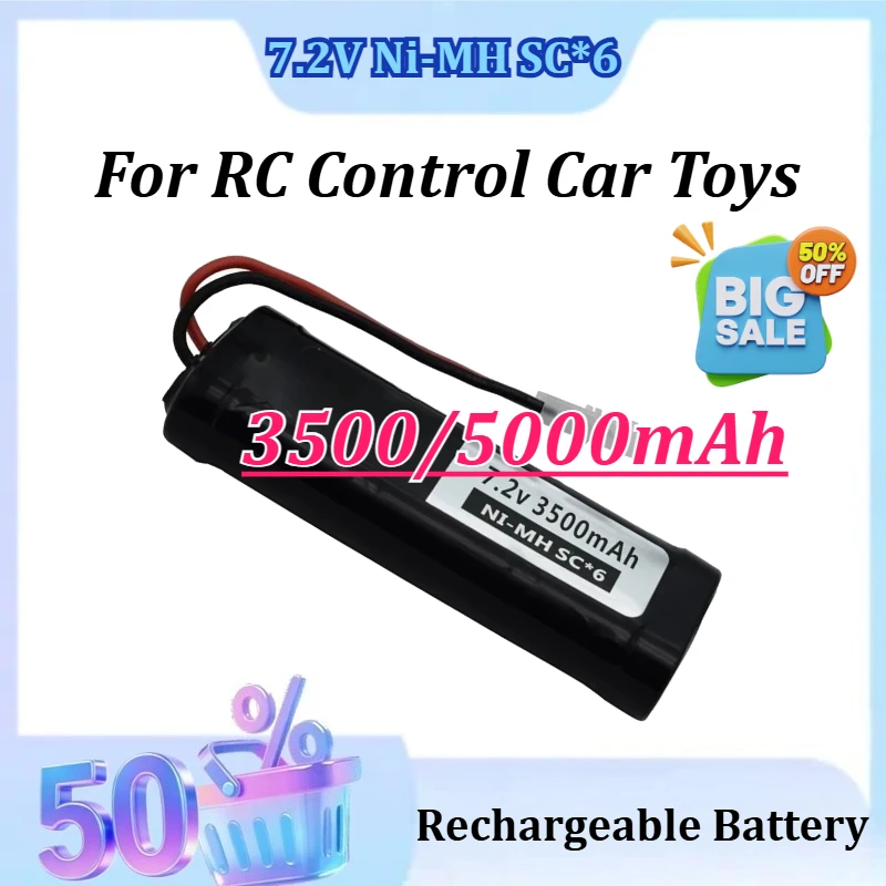 

10C 7.2V 3500/5000mAh Rechargeable Ni-MH Battery Pack Tamiya Plug High Capacity for SC*6 Cells for RC Control Car Toys Battery