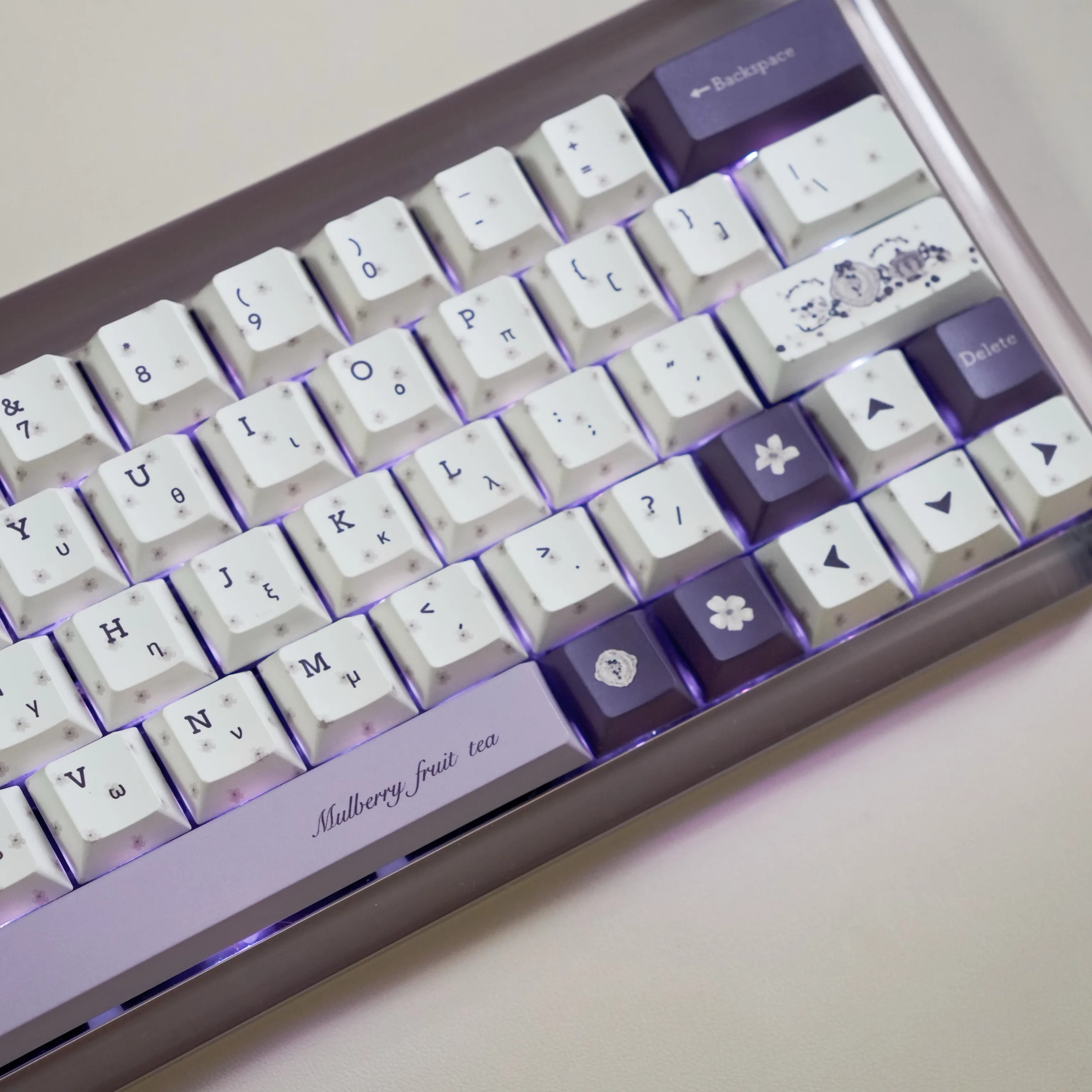 

Полный набор колпачков для чаепития шелковицы, фиолетовые, персонализированные, PBT, пятисторонняя, горячая сублимация, оригинальная высота