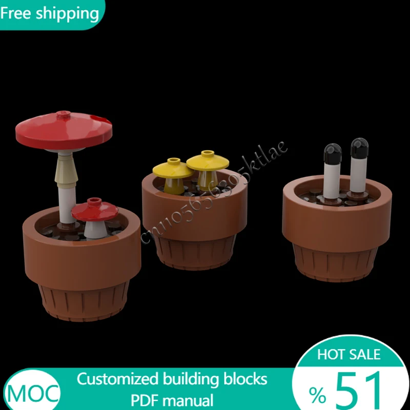 43 PCS Mushroom Tiny Mushrooms Botanical Collection MOC Customize Modular Building Block Popular Simple DIY Holiday Toy Gifts