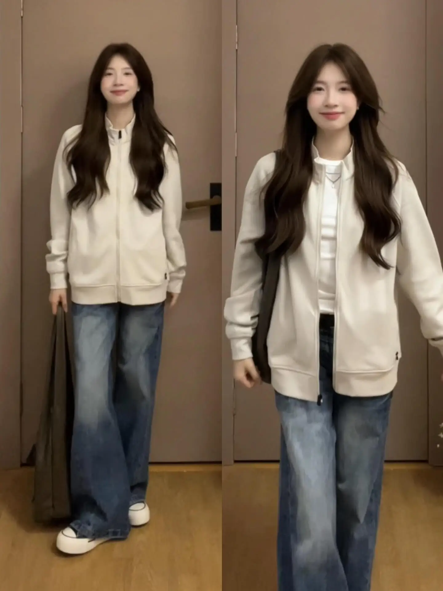 

American Style Shoulder Insert Sweatshirt Jacket Women's Autumn Winter Thickened Loose Lazy Style Zipper Open Cardigan Top