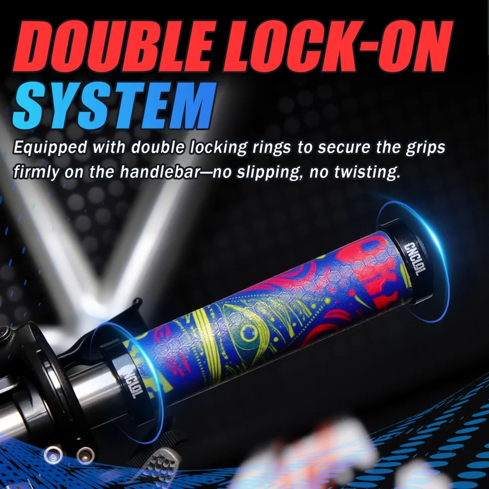 CNCLOL 3D Anti-Slip Silicone Bike Grips Double Lock On Dual Shock Absorbing Heat Insulated MTB Fixed Gear Bicycle Grips view 5