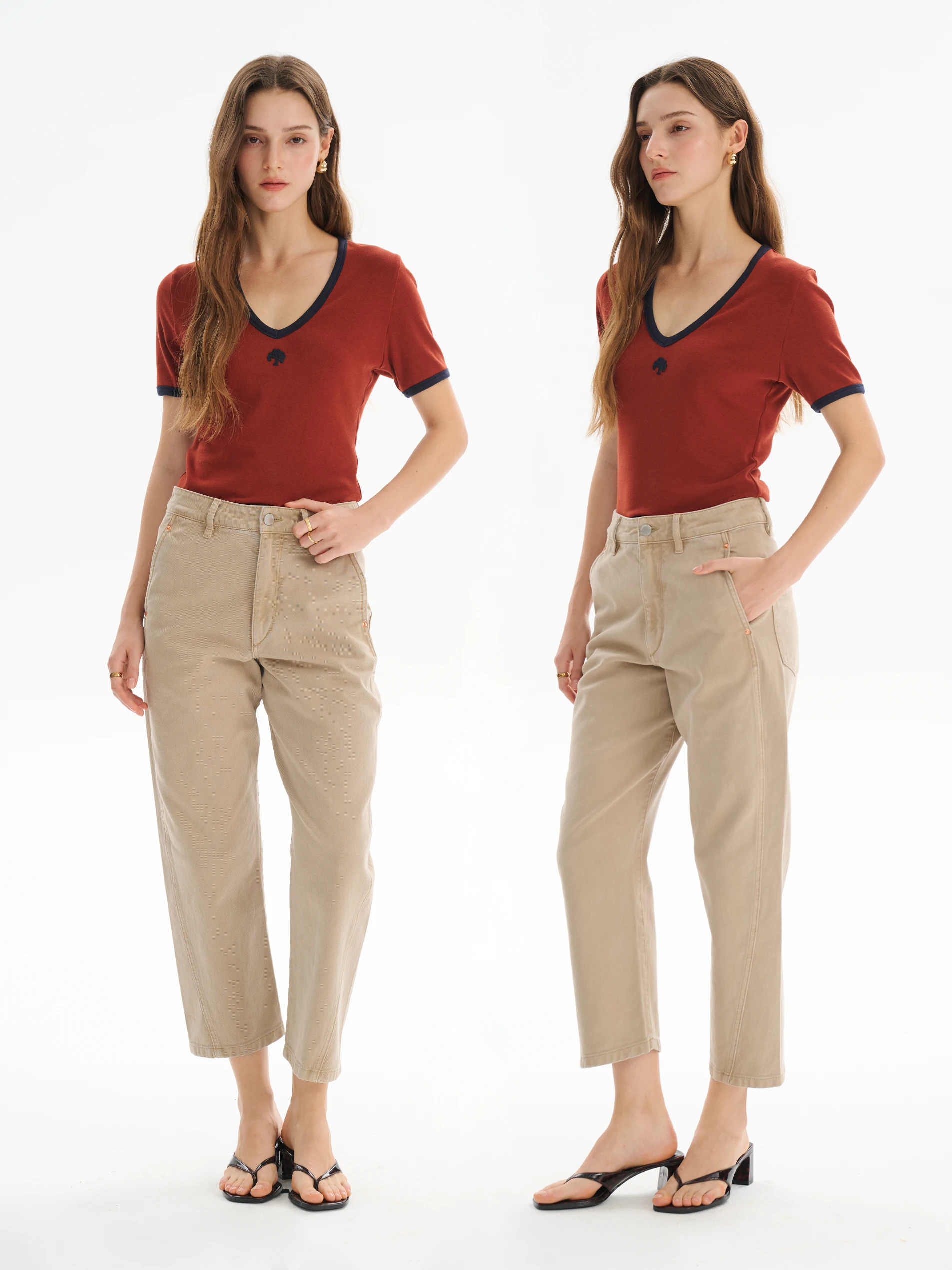 

MAIMAI een Khaki Nine-Tenths Knife-ape Pants Casual Pure Color Slim Fit Cotton Jeans Ci Hunting Sle