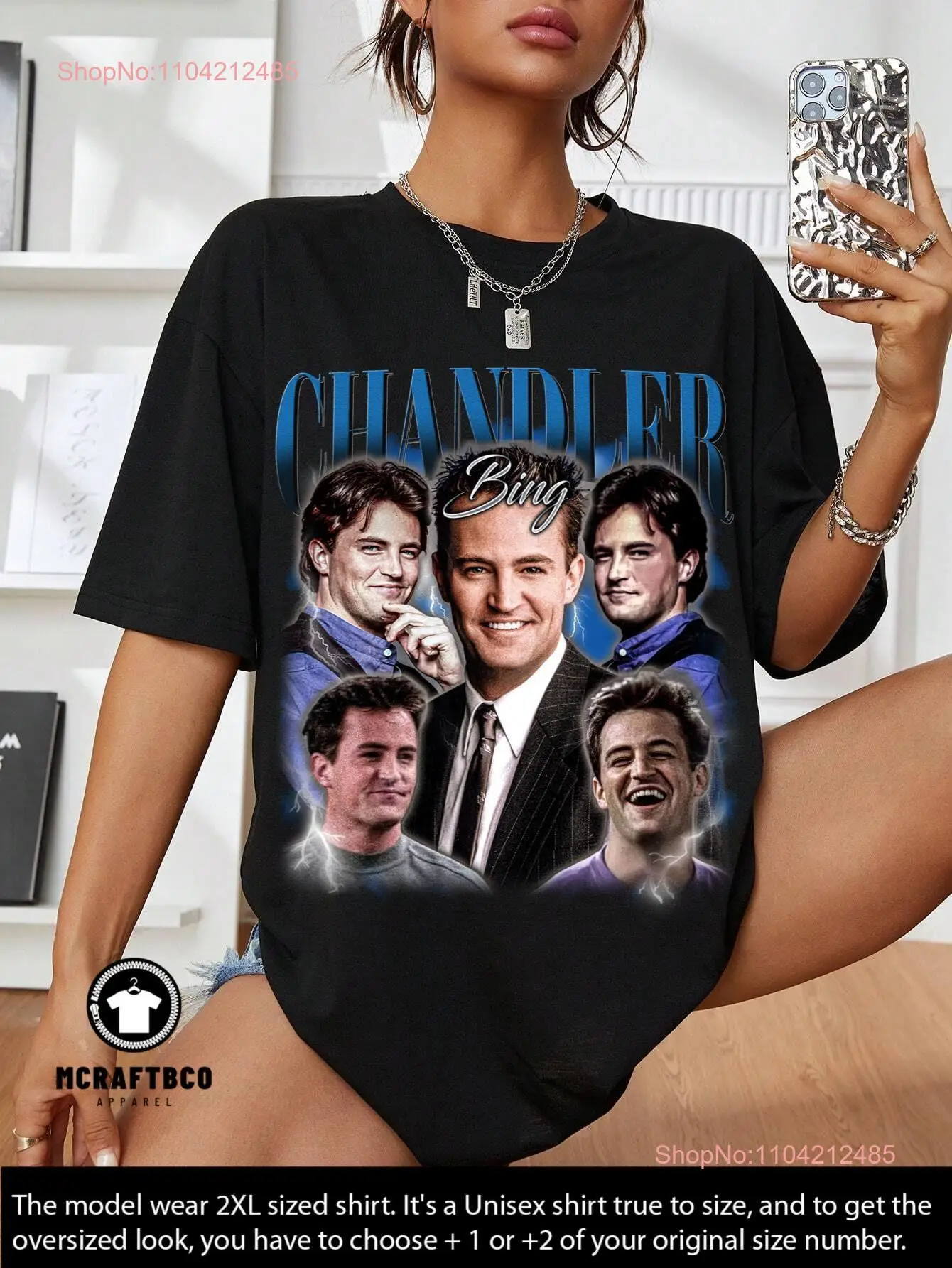 Retro Chandler Bing T Shirt Vintage Matthew Perry Friends long or short sleeves