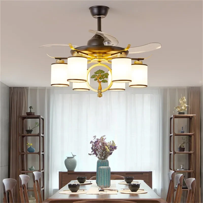SOFEINA Modern Stealth Fan Light Luxury Living Room Restaurant Bedroom Ceiling Fan Light Remote LED Electric Fan Light image 3