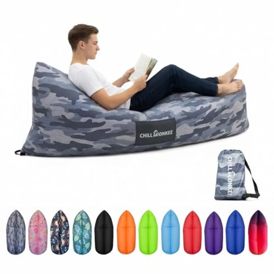 

Portable Inflatable Lounger for Beach Camping PVC Material, Navy Blue, Self-Inflating Design for Quick Setup and All-Day Comfor