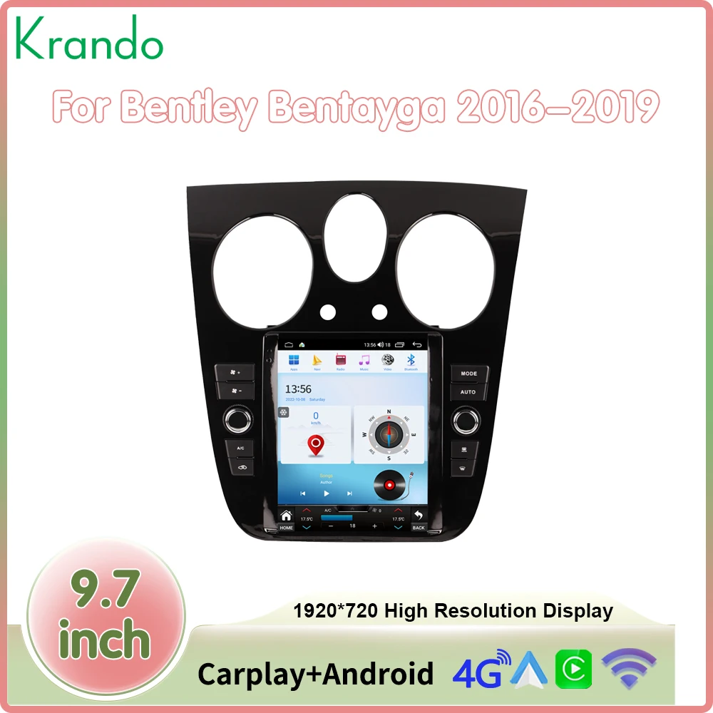 Krando 9.7 Inch Android Wireless Carplay AUTO Video Player For Bentley Bentayga 2016-2019 CarPlay Video Player DSP GPS GPS