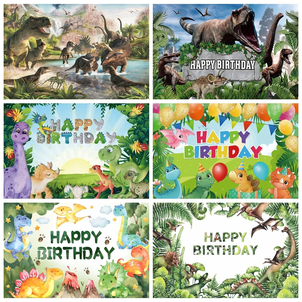 

Dinosaur Backdrop for Birthday Party Boy Baby Shower Jungle Balloon Dinosaur Themed Banner Photography Backgroud Decor Supplies