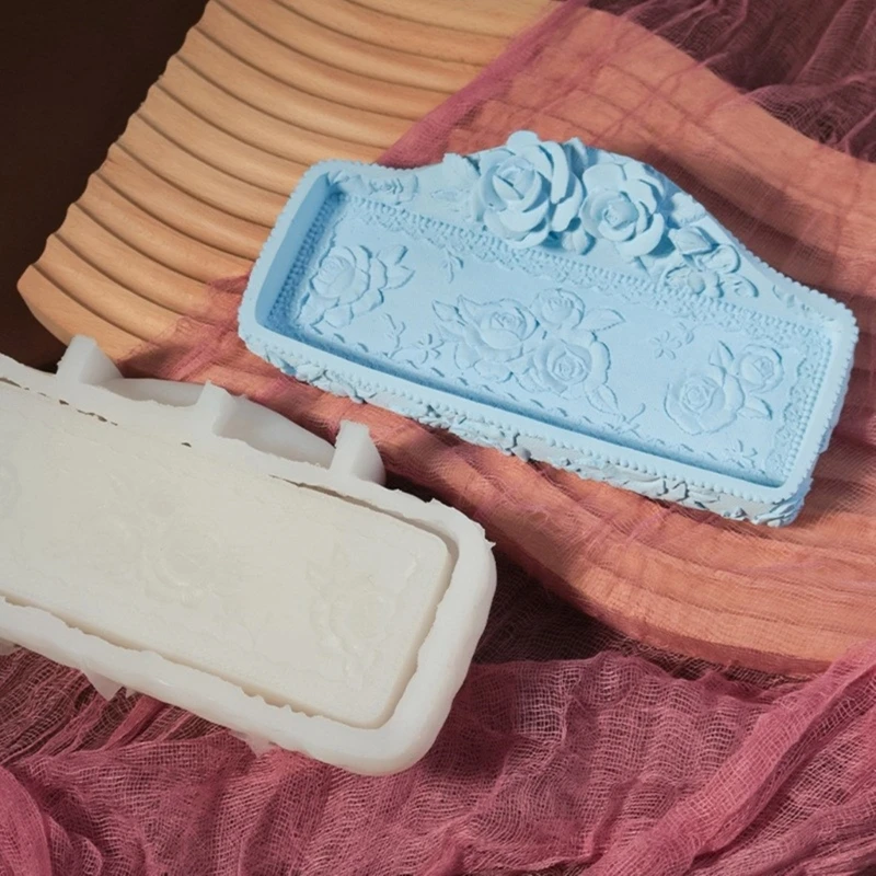 Silicone Rose Embossing Tray Mold Earring Tray Moulds Dish Crafting Molds