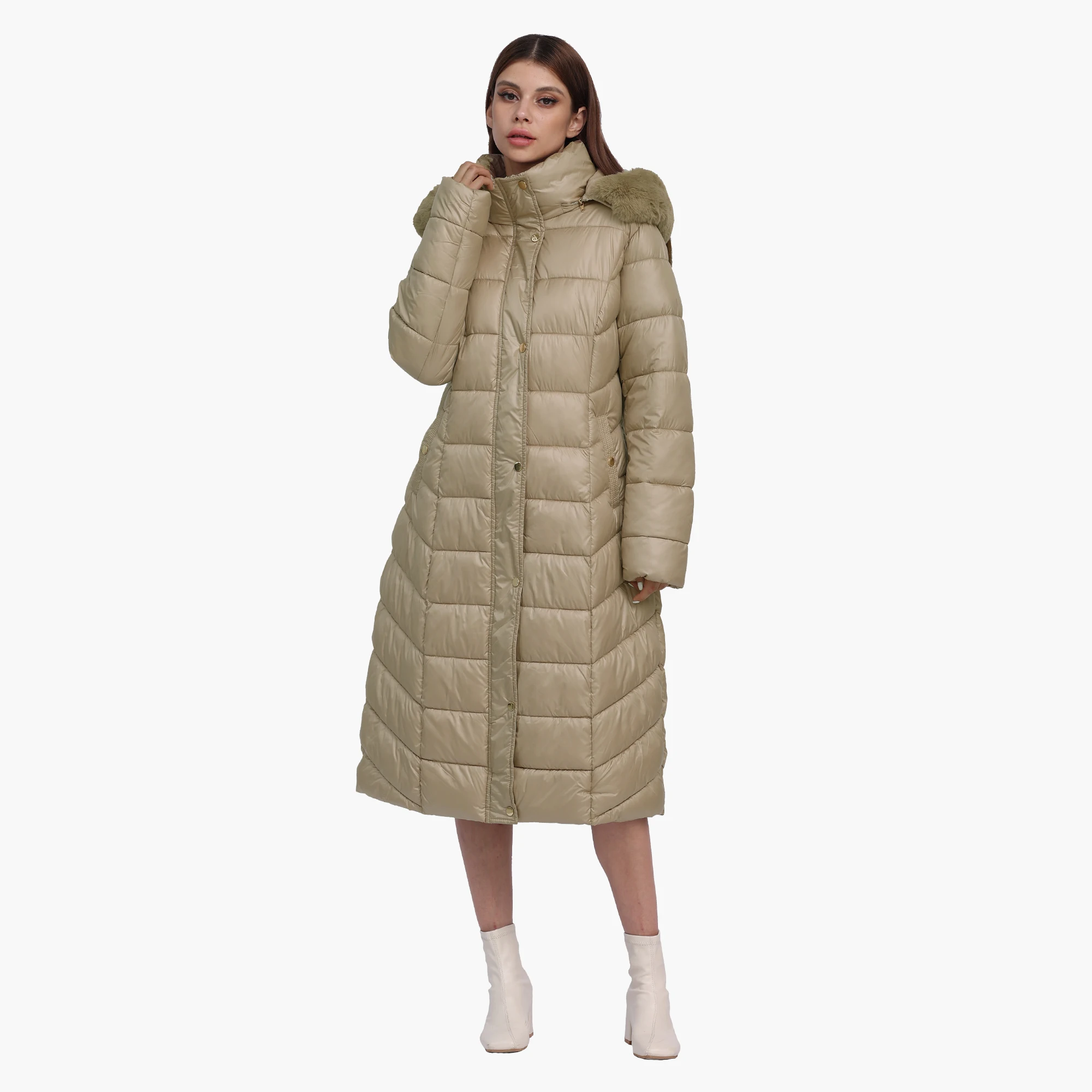 SANTELON Women Winter Thick Warm Over Knee Puffer Jacket Female X-Long Parka With Detachable Windproof Hood Fashion Outerwear