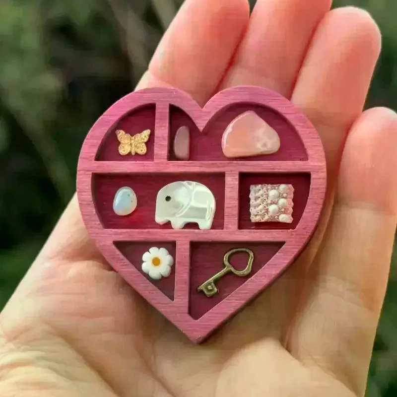 Miniature Trinket Shelf Moon Mushroom Star Heart Shaped Shelf Compartments Mini Jewelry Holder Multicolor
