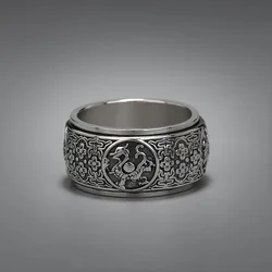 Bague large en argent 925 pour hommes, rotative de style classique, quatre grandes bêtes divines, dominatrice, vintage, bijoux de charme exquis