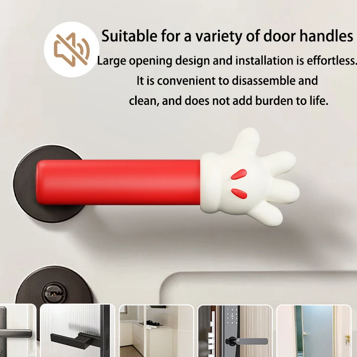 미키 손잡이 손잡이 보호 커버 충돌 방지 실리콘 귀여운 음소거 실리콘 크리 에이 티브 도어 블록 도어 핸들 장식