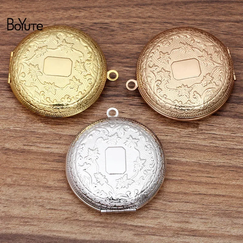 BoYuTe (2 Pieces/Lot) 50*13MM Big Round Metal Brass Floating Photo Locket Factory Direct Wholesale Diy Photo Locket Pendant