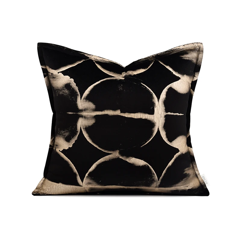 Luxury Gold Black Pillows Abstract Geometric Cushion Case Velvet Decorative Pillow Cover For Sofa Chair Bedding Home Decorations