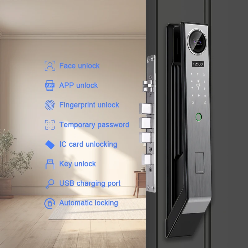 001 Tuya Smart Digital Fingerprint Lock Automatic Biometric Lock Ic Card Wifi App Combination Home Security Door Lock