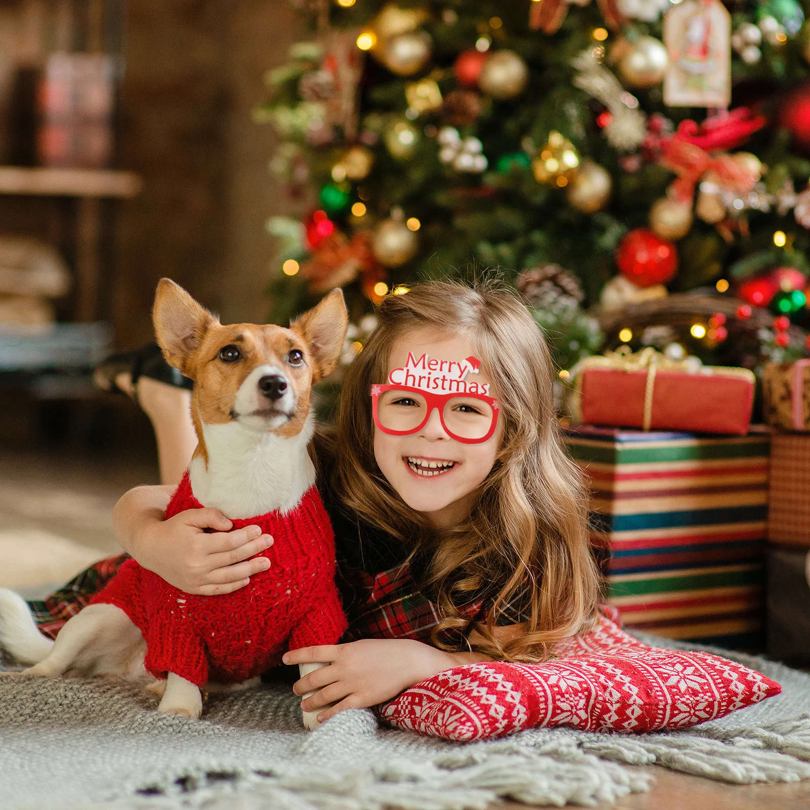 

9Pcs Christmas Paper Glasses Frames Creative Xmas Party Glasses Props Bright Color Holiday Supplies Xmas Eyewear