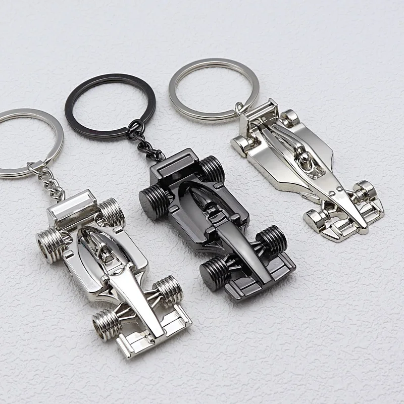 Fashion Mini For Sport Racing Car Styling Pendant Keychain Key Buckle Silver Color Car Keyring For Men Handbag Jewelry Gift