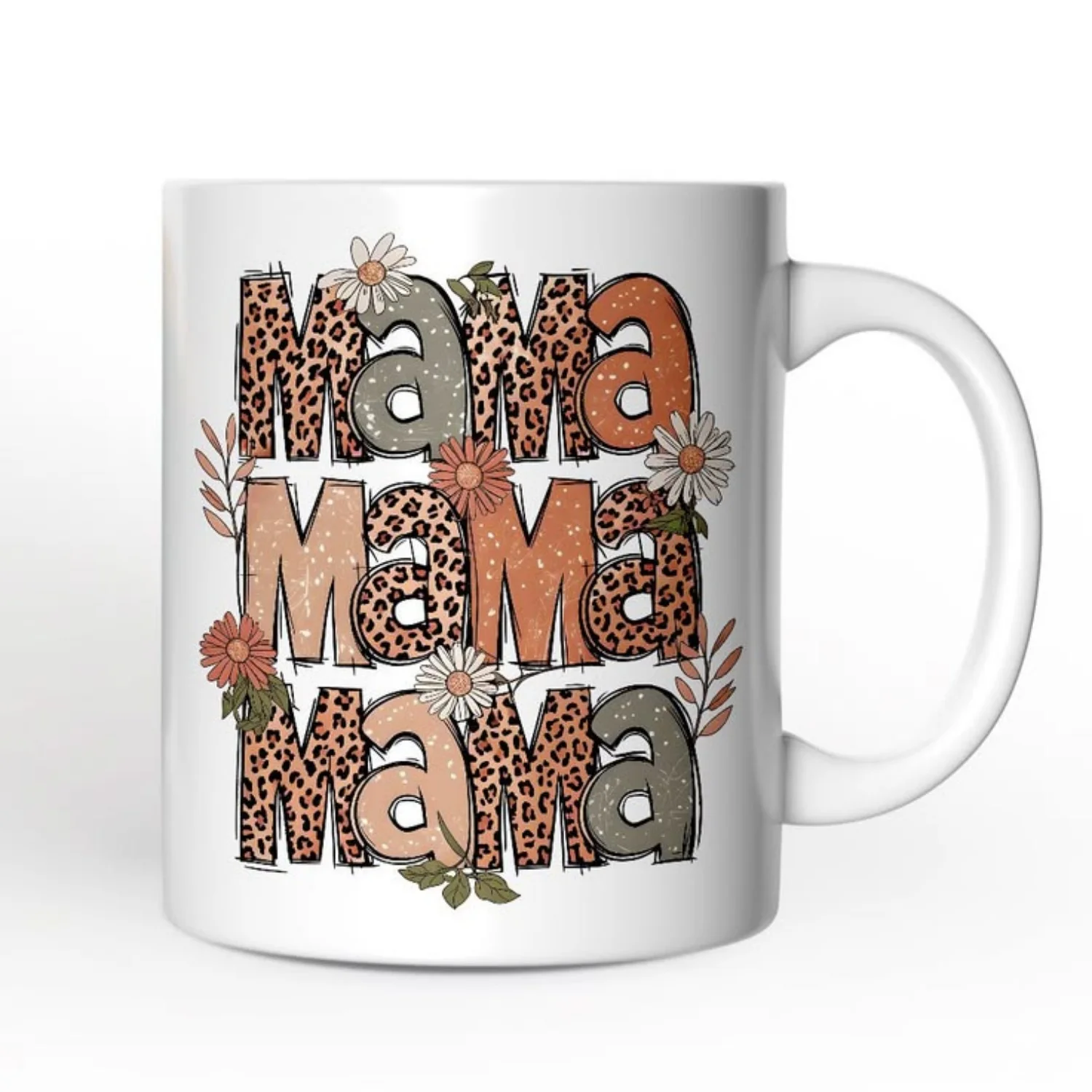 11oz single leopard print floral mug, vintage wildflower Mother's Day gift