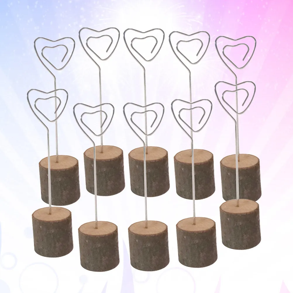 10Pcs Solid Wood Business Card Holder Retro Creative Table Place Seat Holder for Wedding Party Table Number Menu Photo Clips