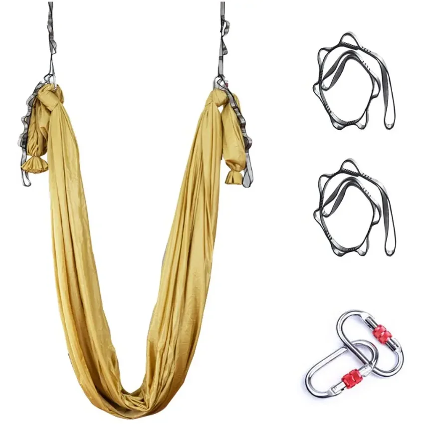 5*2.8m Aerial Yoga Hammock Set Fitness Yoga Stretch Anti-Gravity Swing Sling Inversion Belts Include Daisy Chain/Carabiner
