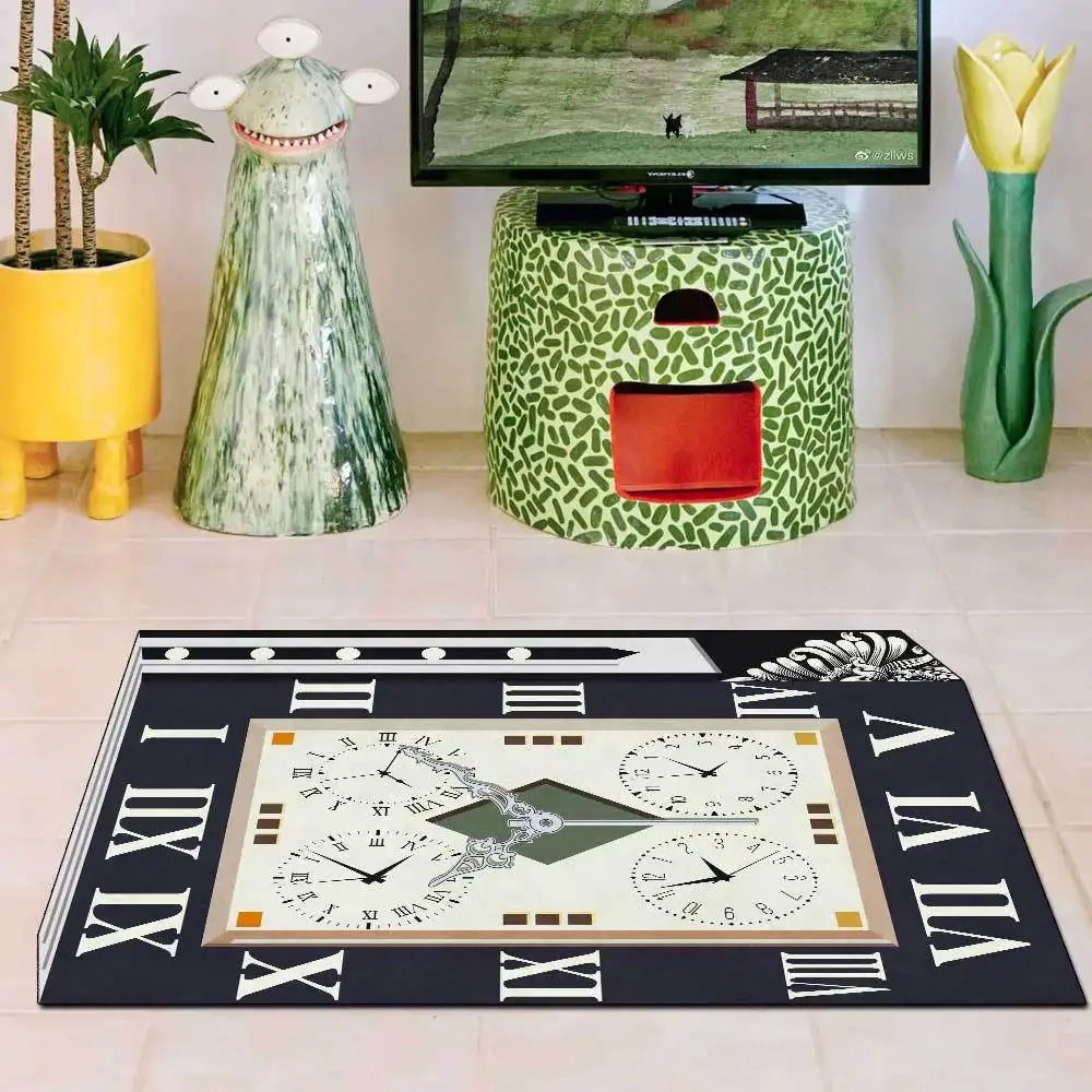 Fashion Retro Clock 3D Printed Carpets Living Room Large Area Rugs Bedroom Modern Home Living Room Decoration Washable Floor Mat