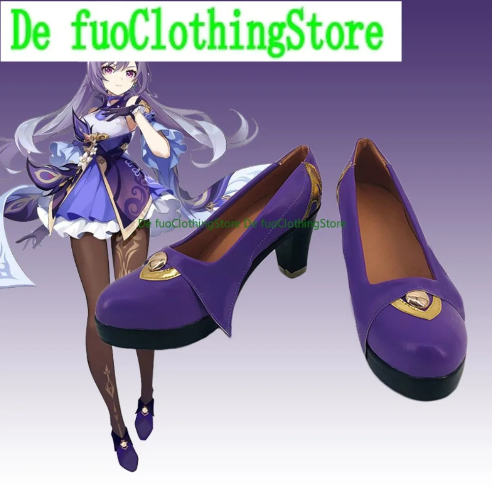 

Defuo Genshin Impact Keqing Обувь для косплея Аниме Сапоги Аниме Игры Ролевая обувь и ботинки Хэллоуин Вечеринка