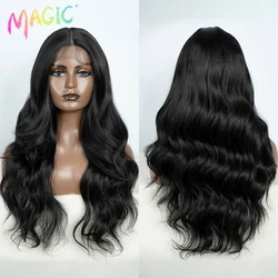 Magic Synthetic Lace Front Wigs For Women 28“ Highlight Honey Brown Body Wave Wig Ombre Blonde Lace Wig Synthetic Cosplay Wig