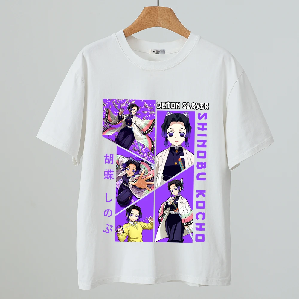 Kimetsu no Yaiba Shinobu Kocho Дизайнерская хлопковая футболка унисекс Дышащая легкая повседневная одежда Мягкая удобная футболка Kimetsu no Yaiba Shinobu Kocho Дизайнерская хлопковая футболка унисекс Дышащая легкая повседневная одежда Мягкая удобная футболка