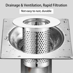 Filtro de drenagem de aço inoxidável 304, Bouncing Core, Anti-odor Mesh, Lavatório, Banheiro e banheira Acessórios