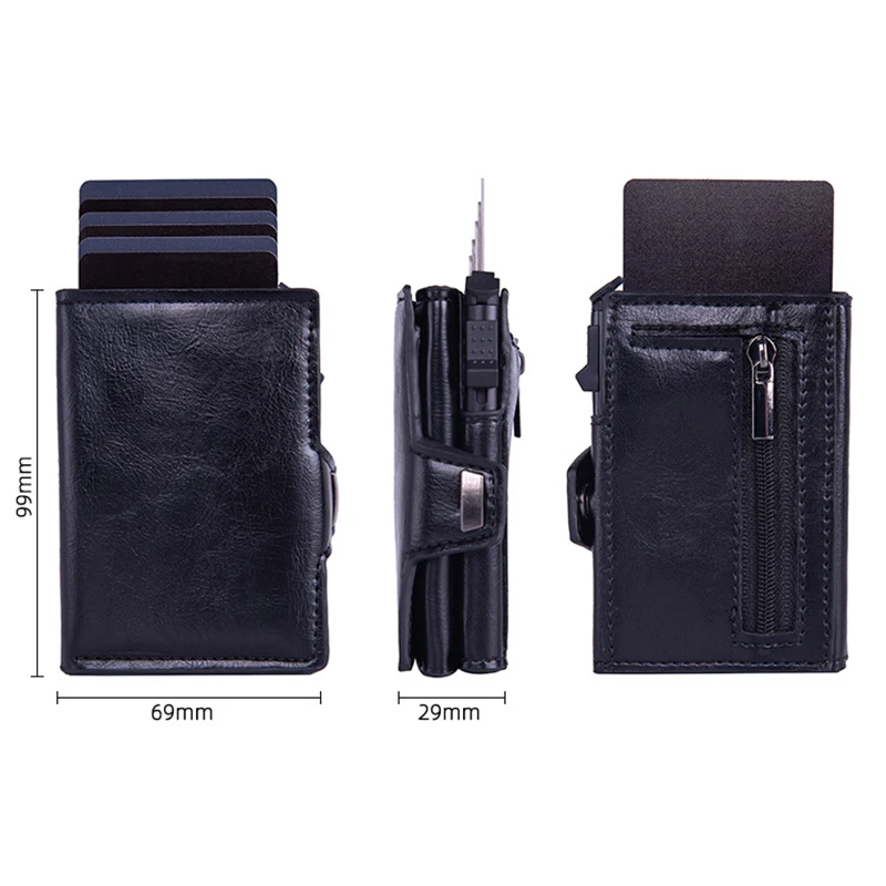 Fashion New Card Bag Automatic Pop Up Metal Wallet RFID Anti Theft Brush Large Capacity Card Clip for Men Credit Card Coin Purse