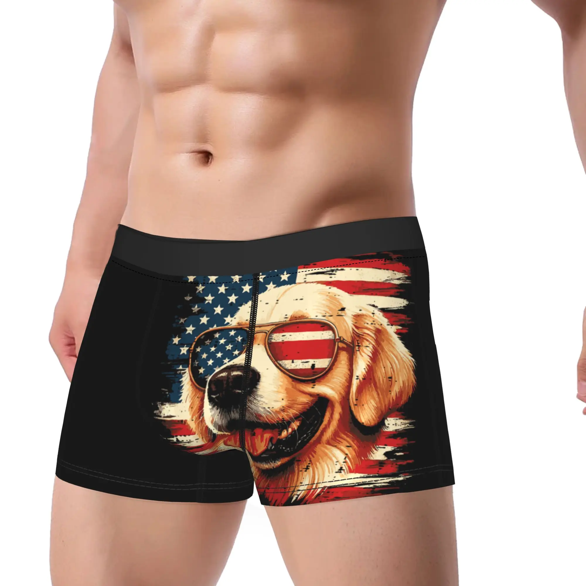 Dog Labrador Golden Retriever Memorial Day Underpants Homme Panties Men's Underwear Ventilate Shorts Boxer Briefs